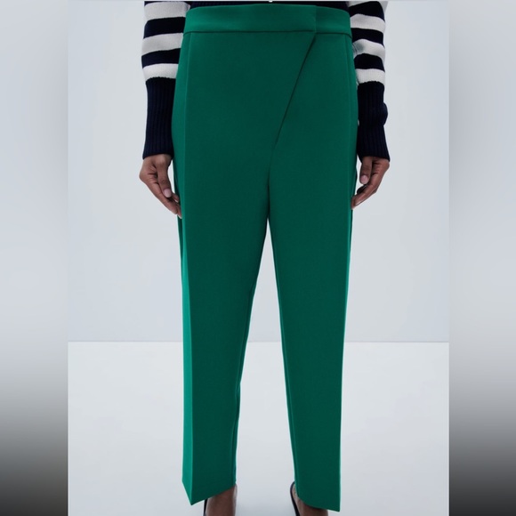 Zara Pants & Jumpsuits Zara Green Crossover Pants Poshmark